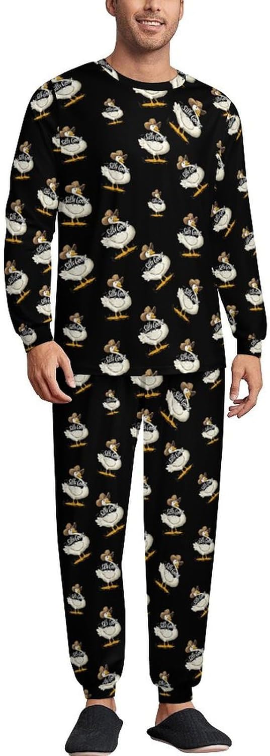 Silly Goose Pajama Sets for Men Long Sleeve Shirt And Pants with Pockets Lounge Pjs Sleepwear