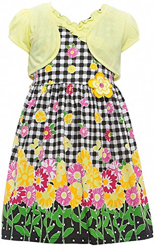 Image of ToBeInStyle Girls Two Piece Short Sleeve Dress and Matching Bolero Crop Cardigan Assorted Prints Cotton Blend Summer Outfit