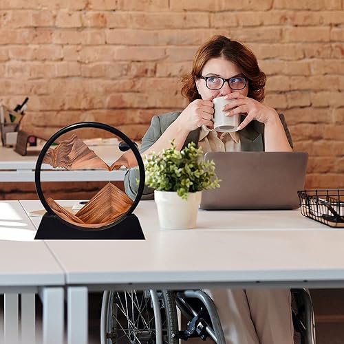 Miniatura 27 de ANBOER - Marco redondo de vidrio con arena movediza diseño 3D de mar profundo, paisaje de arena relajante para escritorio, hogar, oficina, trabajo