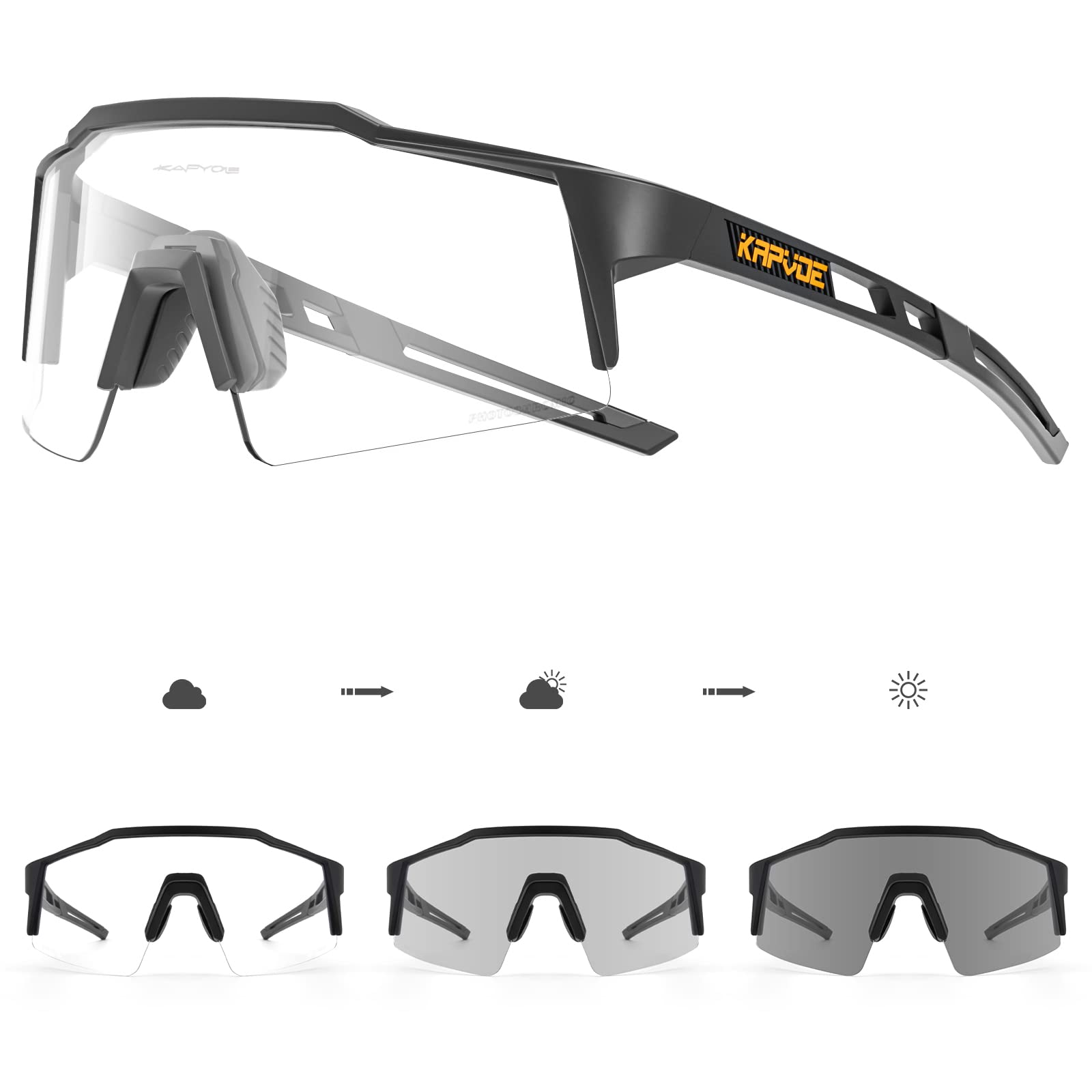 KAPVOE Gafas de Ciclismo Fotocromáticas con TR90 Mujeres Hombres Niños Niñas Gafas de Sol Deportivas Mujeres Hombres