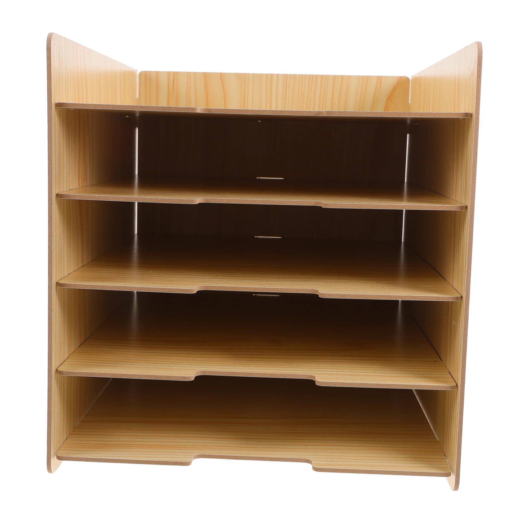 Organizzatore di Documenti da Scrivania in Legno, Multi-livello | Colore Khaki, Montaggio Semplice, per Casa e Ufficio, Stile Moderno e Struttura Salvaspazio