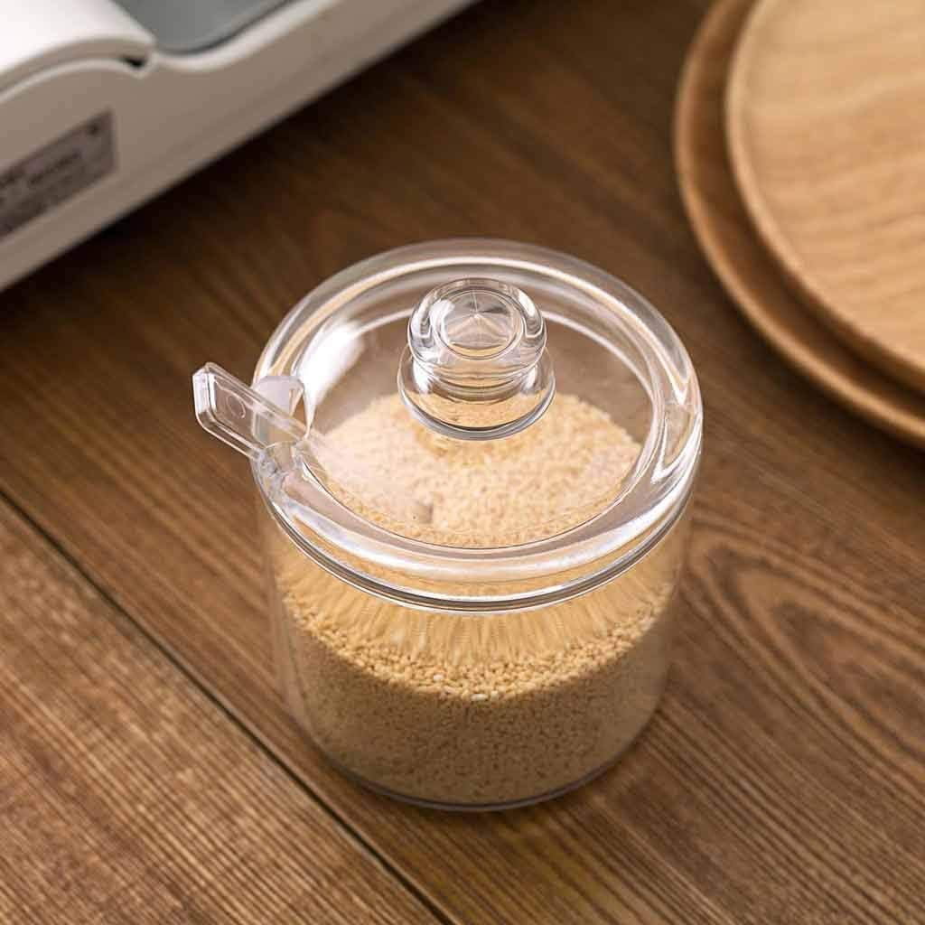 1PcsTransparent Spice Jar Can Seasoning Box with Spoon Scoop Salt Pepper Organizer Spice Container Kitchen Cruet BBQ Condiments