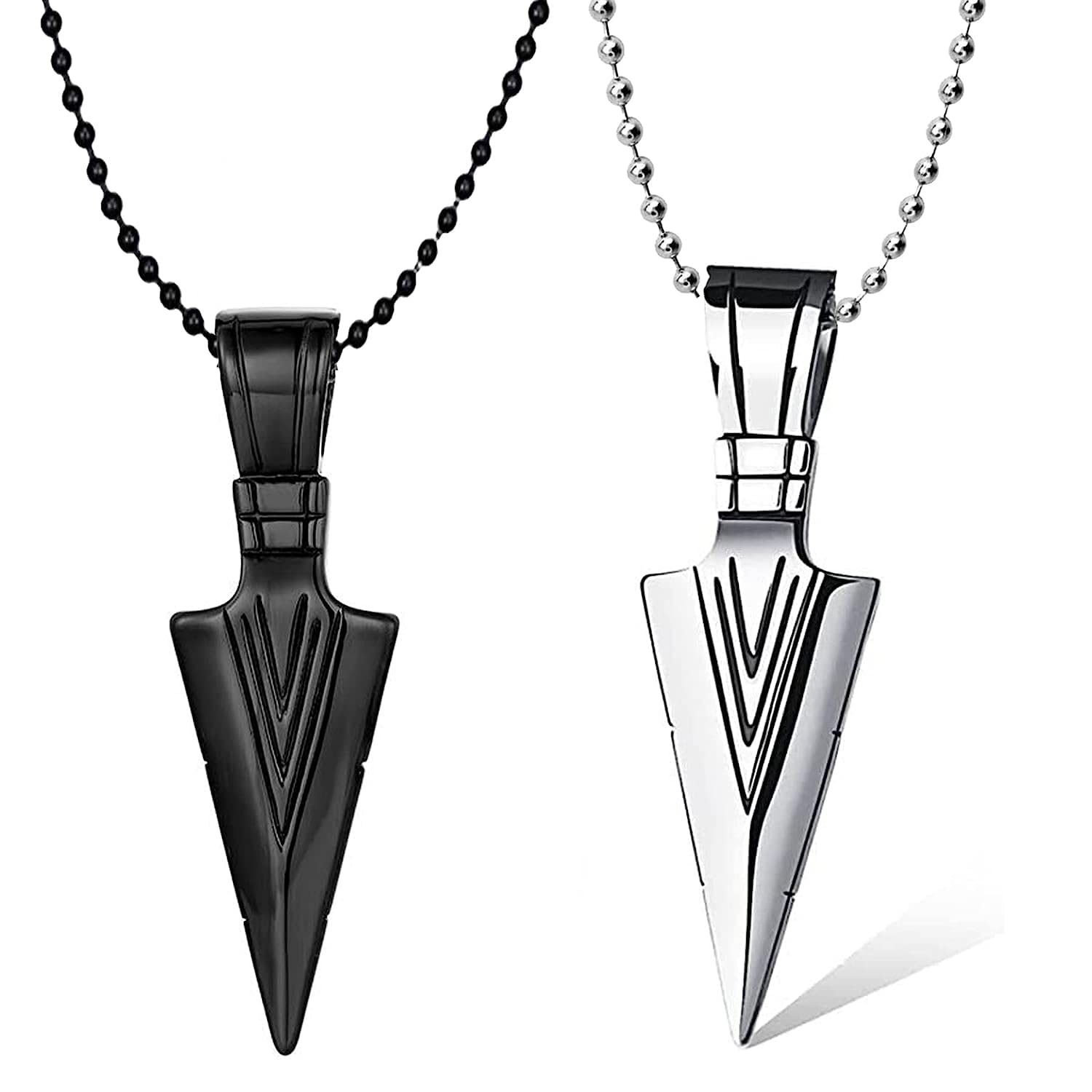 COLOUR OUR DREAMS Men's Fashion Jewellery Solid Spear Point Arrowhead Pendant Necklace With Chain For Boys and Men PD1000875