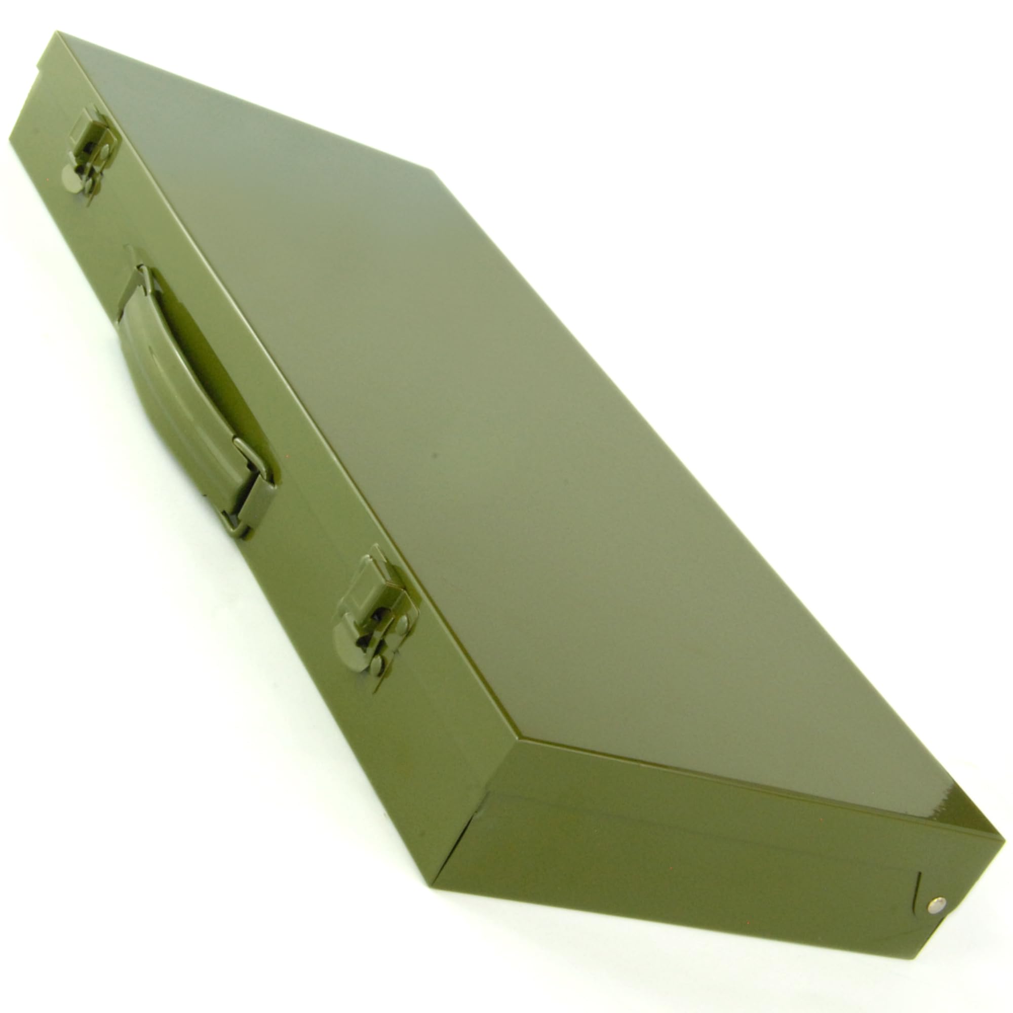 Vintage Army Green Tool Box Metal Van Chest Carry Handle Military Surplus Ammo