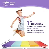 Vista 2 de Kangaroo Hoppers Gymnastics Tumbling Mats for Kids, Foldable Gym Mat with Carrying Handles for Home Activity Play