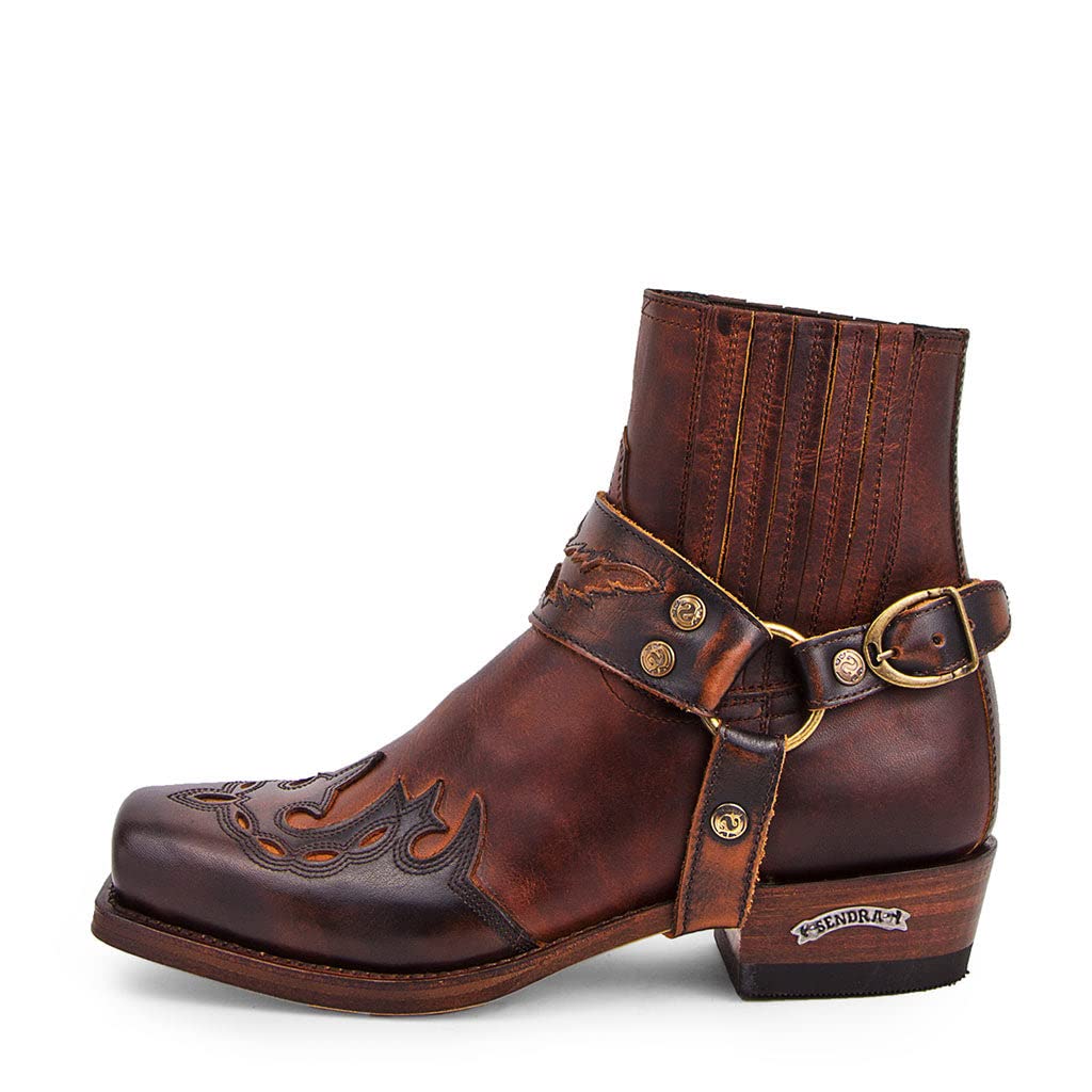 Sendra Boots - 7811 Cowboystiefel für Damen und Herren mit Shuhabsatz und runder Spitze - Country Boots Style in Braun - Elegante Cowboystiefel -