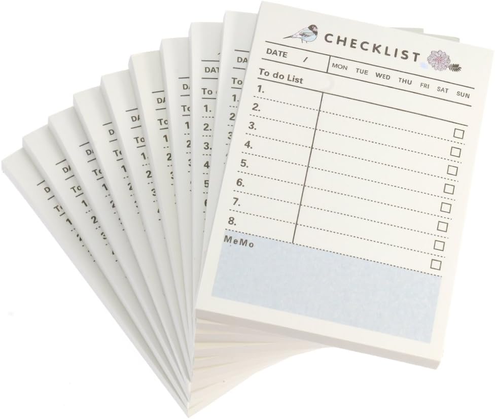 Small to Do List Sticky Notes and Planner with Checklist Sticky Notes Bulk 4"x2.8" 60 Sheet Set of 10