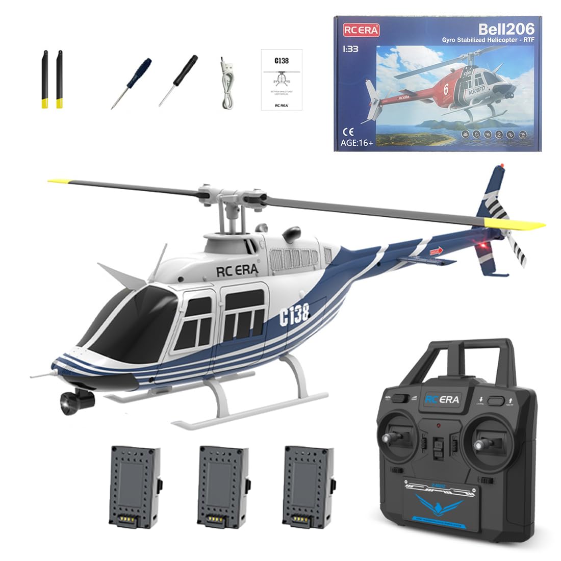 RC ERA C138 RC Helicopter with 6-axis Gyro, 2.4G 1/30 6CH RC Military Helicopter & 6G/3D Flips & One Key Take Off/Landing, Remote Control Airplane Toys for Adults Beginners - RTF