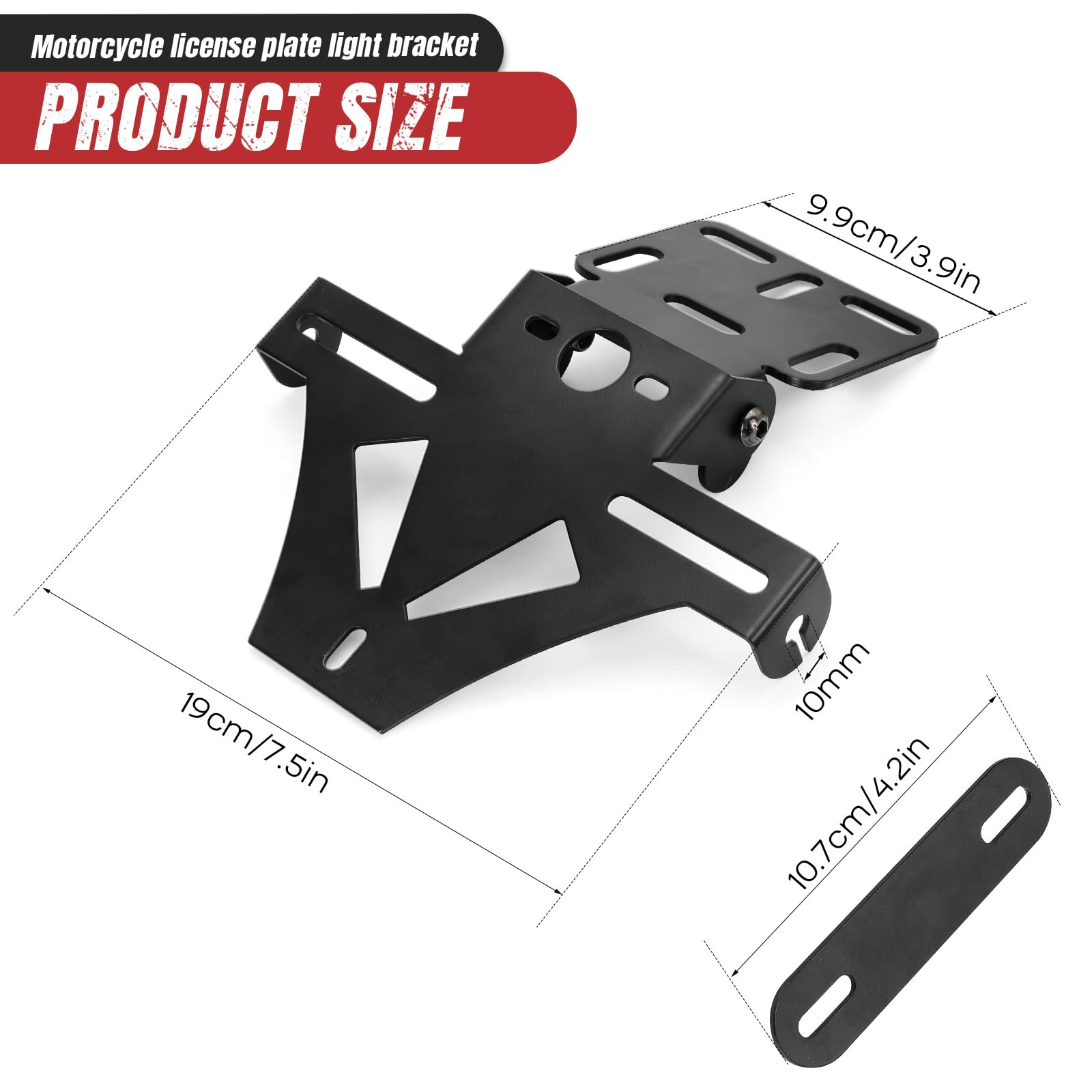 WingFly Uchwyt na tablicę rejestracyjną motocykla Regulowany kąt Kompatybilny z YZF R1 R3 R6 R15 R25 MT 07 Z800 CB650R