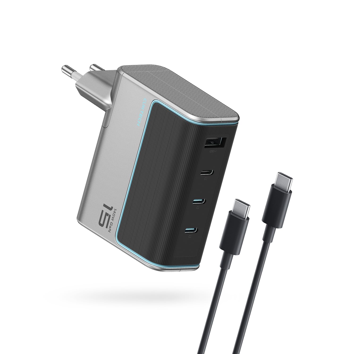 CUKTECH Caricatore USB C 140W Caricabatterie PD 3.1 GaN Tech Compatibile con MacBook, iPhone 16 Series, Galaxy, iPad, Pixel, and More | 3C1A, ADC 2.0, Compatto, Ricarica Rapida, Ignifugo V0, 9 Protezioni, Per MacBook/iPad/iPhone 17&16/Samsung S26/Xiaomi/S