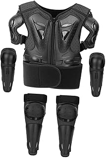 Milageto 5-Peças Equipamento de Proteção Infantil com Colete, Joelheiras e Cotoveleiras Preto
