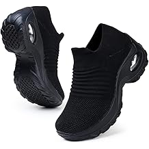 Women's Walking Shoes Arch Support Non Slip Work Shoes Breathable Knit Upper Lightweight for Plantar Fasciitis