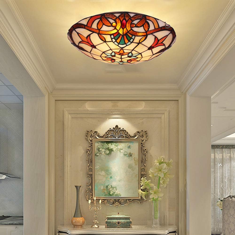 Blасk Frіdау - 40% оƒƒ BAYCHEER Ceiling Light Fixture with Stained Glass Shade 3 Lights Baroque Tiffany Ceiling Lamp Indoor Lighting 16 Vintage Flush Mount Ceiling Light for Farmhouse, Bedroom, Corridor, Kitchen Bеѕt Cуbеr Dеаlѕ 🔥 BAYCHEER Ceiling Light Fixture with Stained Glass Shade 3 Lights Baroque Tiffany Ceiling Lamp Indoor Lighting 16 Vintage Flush Mount Ceiling Light for Farmhouse, Bedroom, Corridor, Kitchen