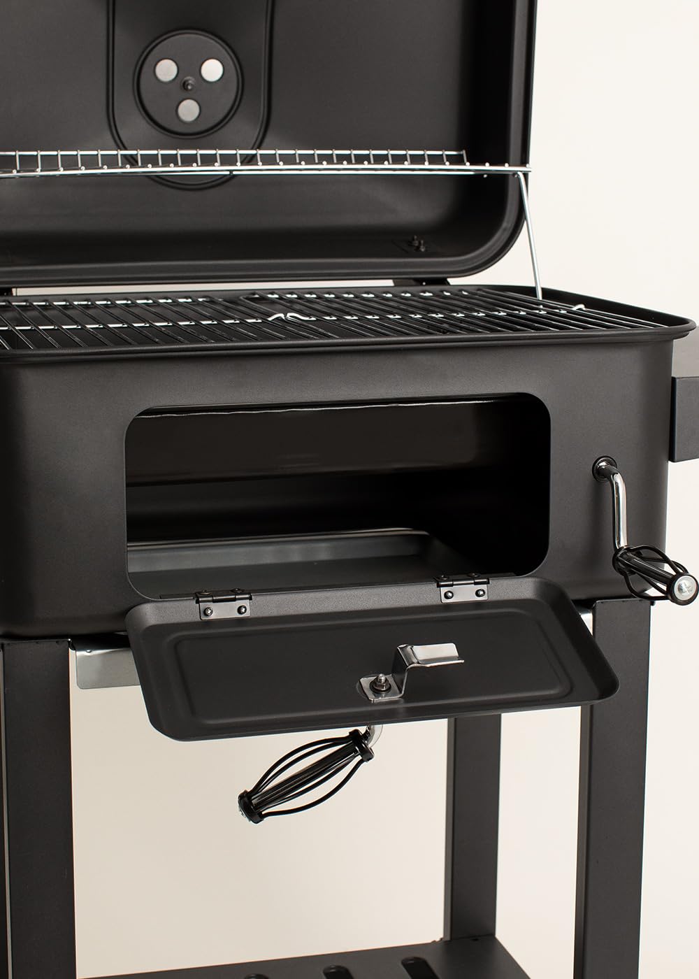 CREATE/BBQ SMOKEY PRO/Barbacoa ahumadora de carbón/Con regulador de brasas, mesa auxiliar plegable, parrilla superior, fácil de limpiar