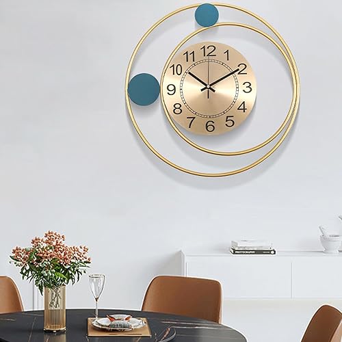 Miniatura 4 de Reloj de pared de estilo decorativo y marco de metal, reloj de arte moderno de 16.54 x 16.54 pulgadas, oro para decoración del hogar, reloj de pared