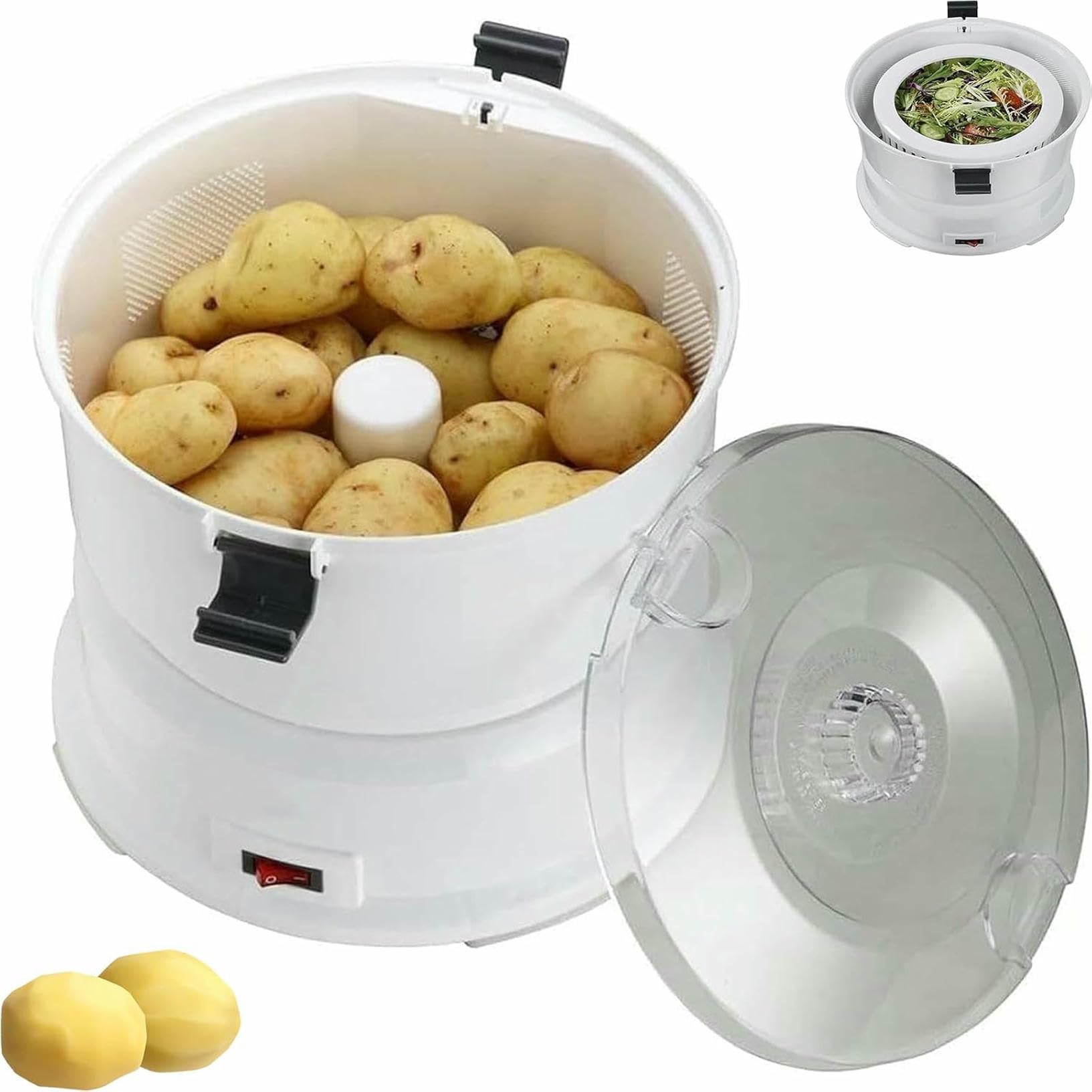 Pelador eléctrico de patatas de acero inoxidable, pelador de verduras fácil de pelar para cocina y uso comercial, 85 W