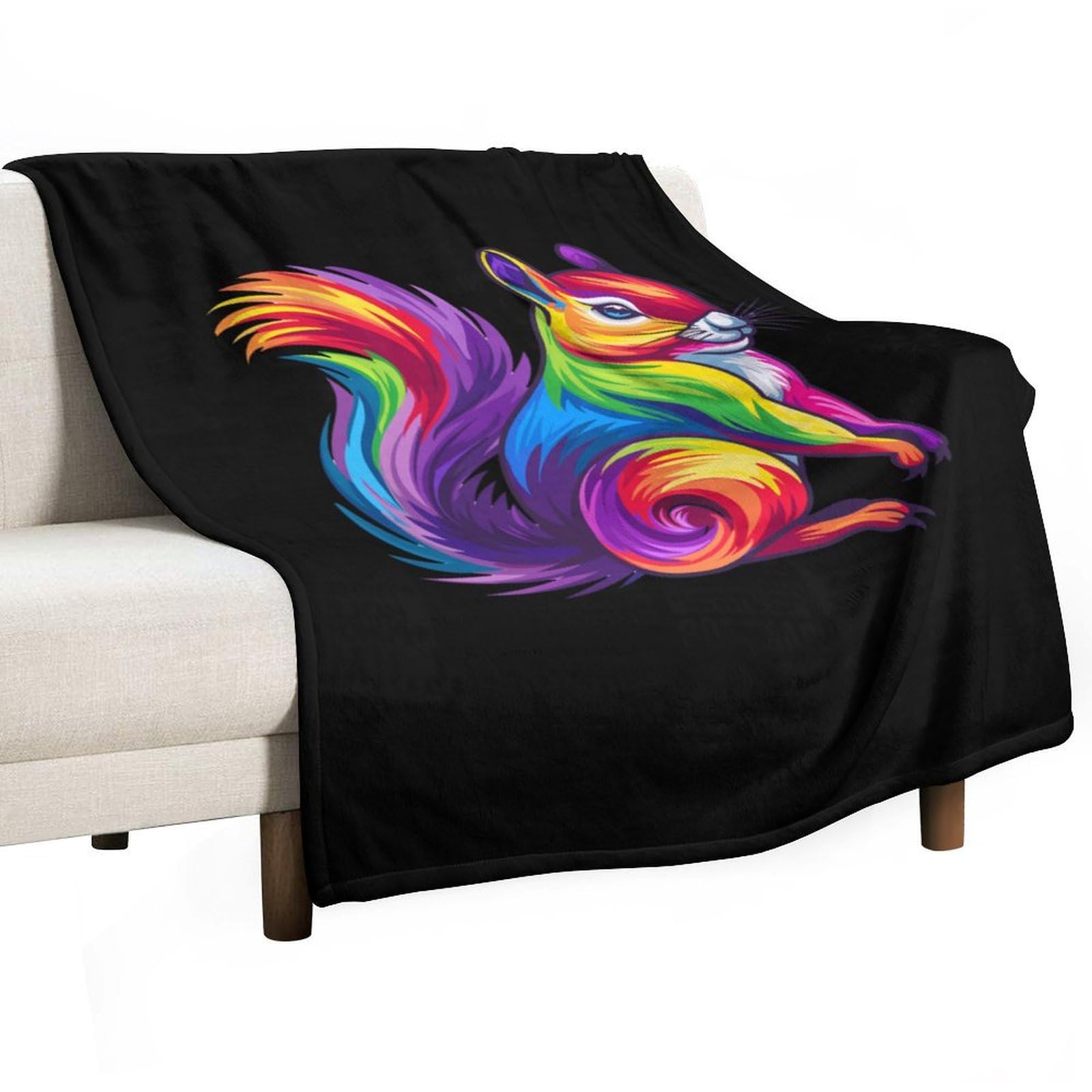 CGSBNGHA Cute Rainbow Squirrel Flannel Fleece Blanket Lightweight Soft Throw Blankets for Sofa Couch Bed Chair