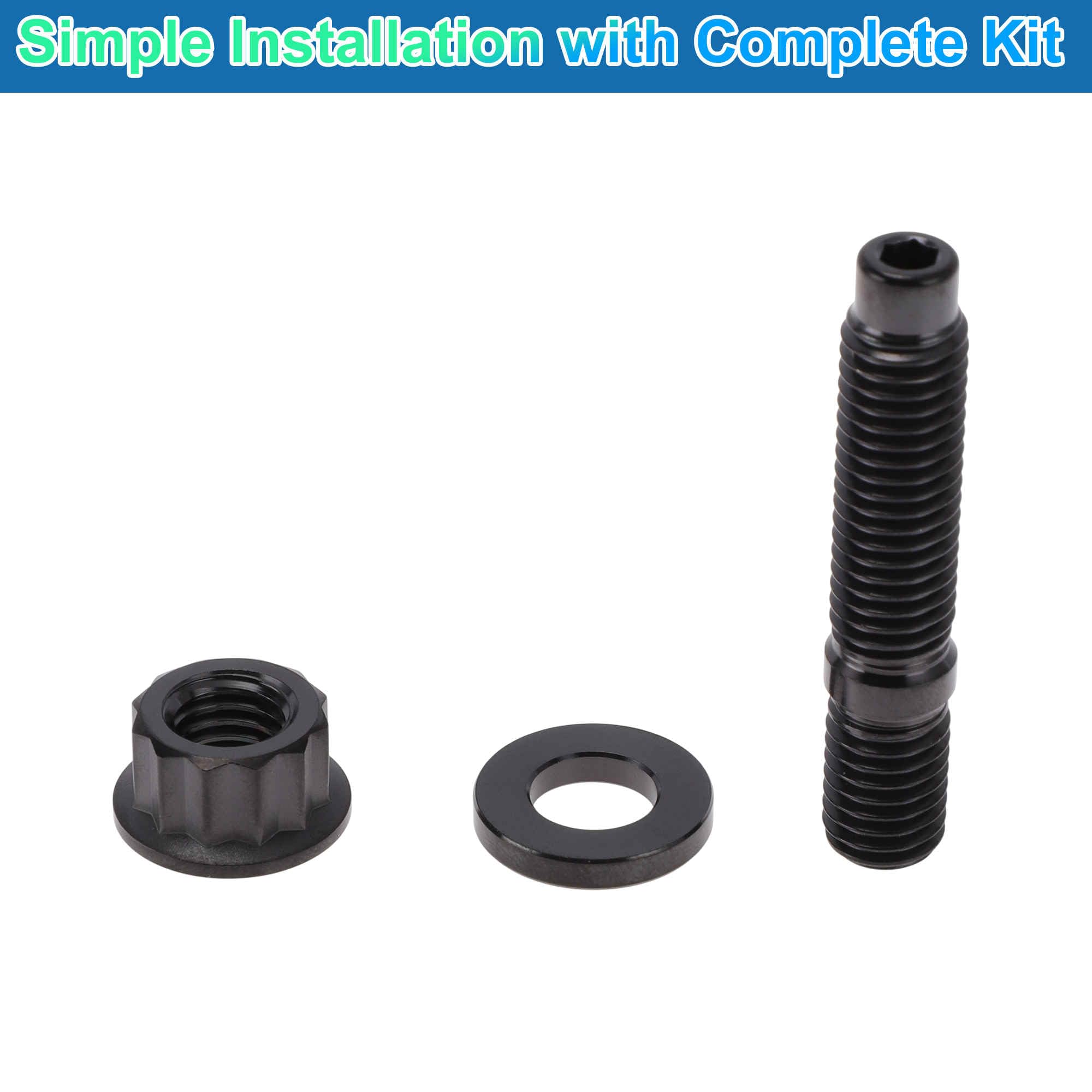 12 Set Viti Per Collettore Di Scarico In Lega Di Titanio M10x54mm Passo 1.5 Kit Viti Dado Rondella Nere
