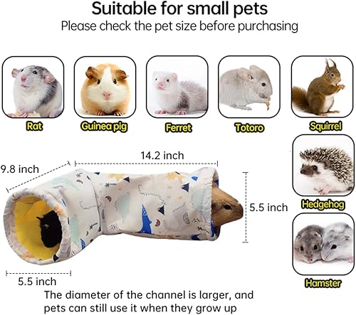Miniatura 5 de Hamaca y túnel de conejillo de indias de gran calibre, juguete de esquina de jaula de ratas para hurón erizo cerdito para ocultar y trasladar (1.