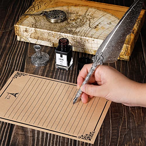 image for NOPOINO Vintage Quill Pen Ink Set,Feather Quill Pens with Wooden Calli