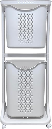 Miniatura 3 de Cesta de lavandería para baño, cesta de almacenamiento de ropa multicapa, estante de cocina simple, soporte de frutas (3 capas)