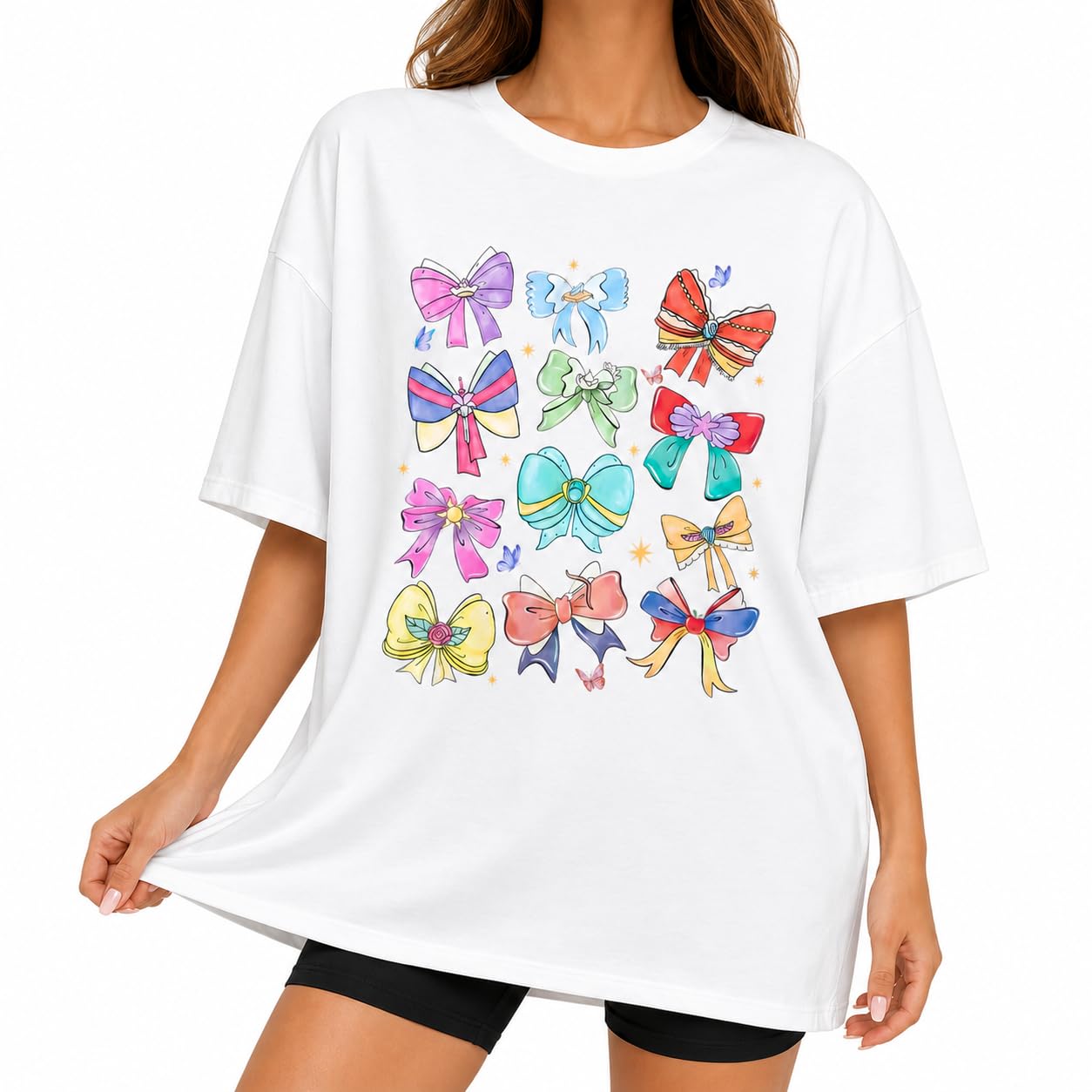 Magical Shirt Women Magic Kingdom Princess Shirts Oversized Cute Ribbons and Bows Shirt Family Holiday Vacation Tee Tops