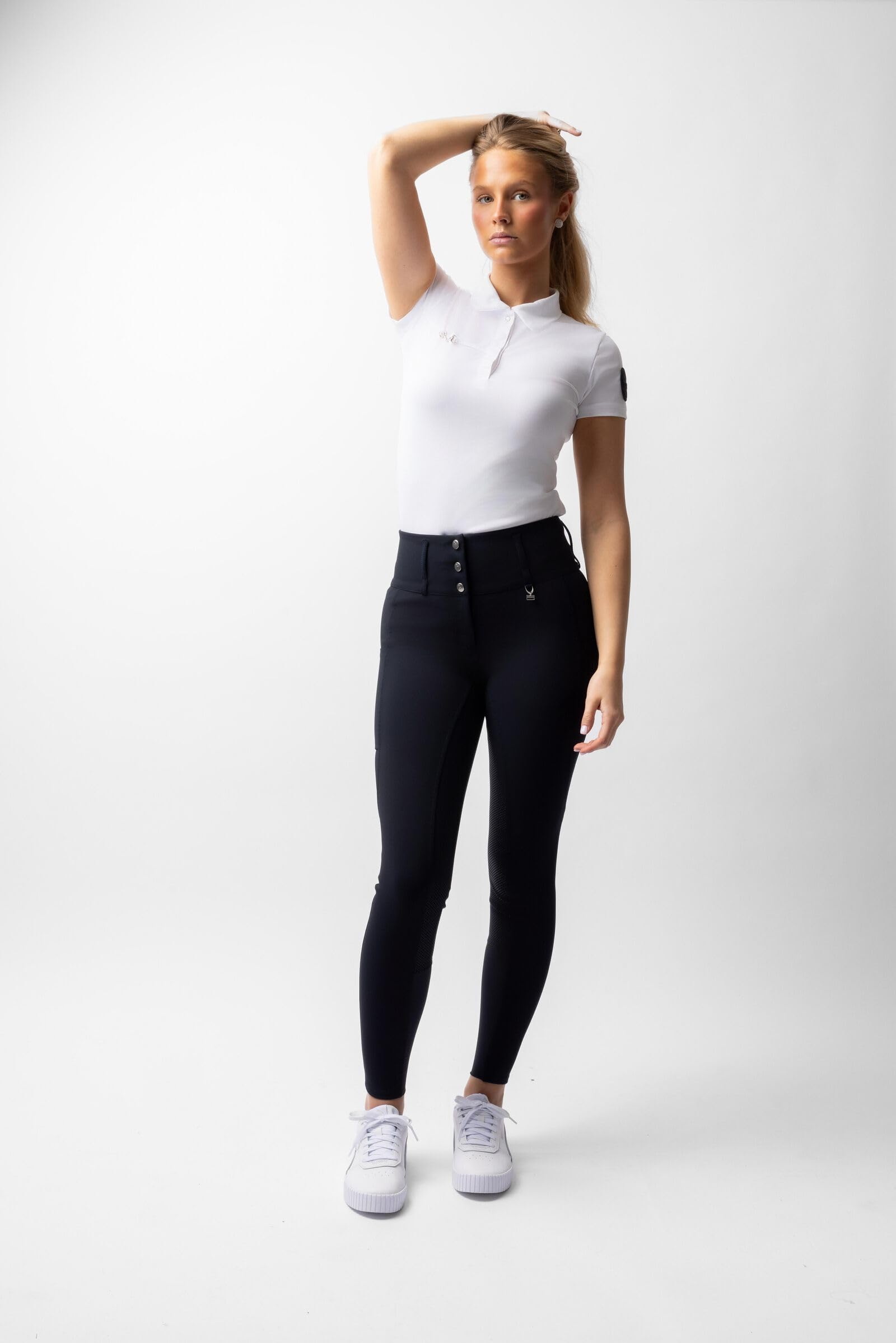 HORZE Damen Vollbesatz-Reithose Leonie – Bequeme Reithose mit Silikon-Grip, Hohem Bund & Perfekter Passform – blau, 38