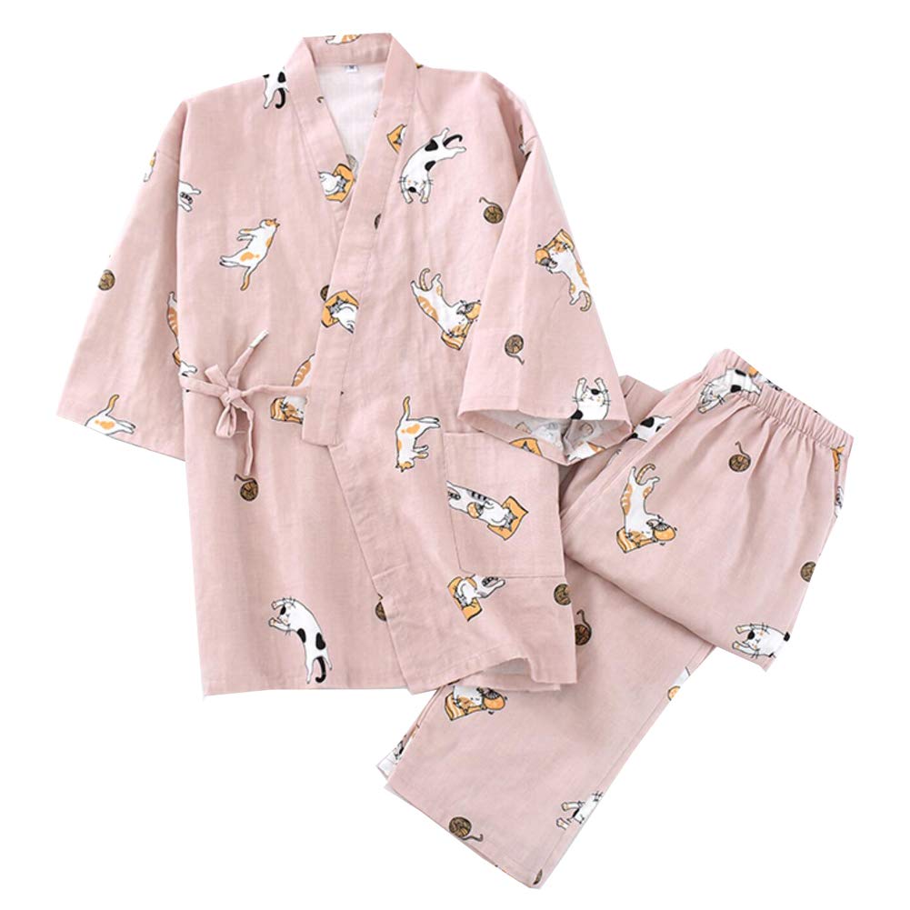 un-brand Owlonliine - Disfraz de pijama de kimono japonés para mujer, de algodón puro, Color-35-m, medium