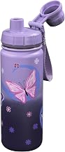 Step by Step Sweet Butterfly Insulated Stainless Steel Water Bottle Purple BPA Free School Nursery Hot Carbonated Drinks Girls 0.5 Litre