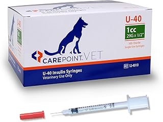 U-40 Pet Insulin Syringes, 29G x 1/2" 1cc, Comfortable Injection, Bold Permanent Markings for Accurate Dosage, Disposable, Box of 100