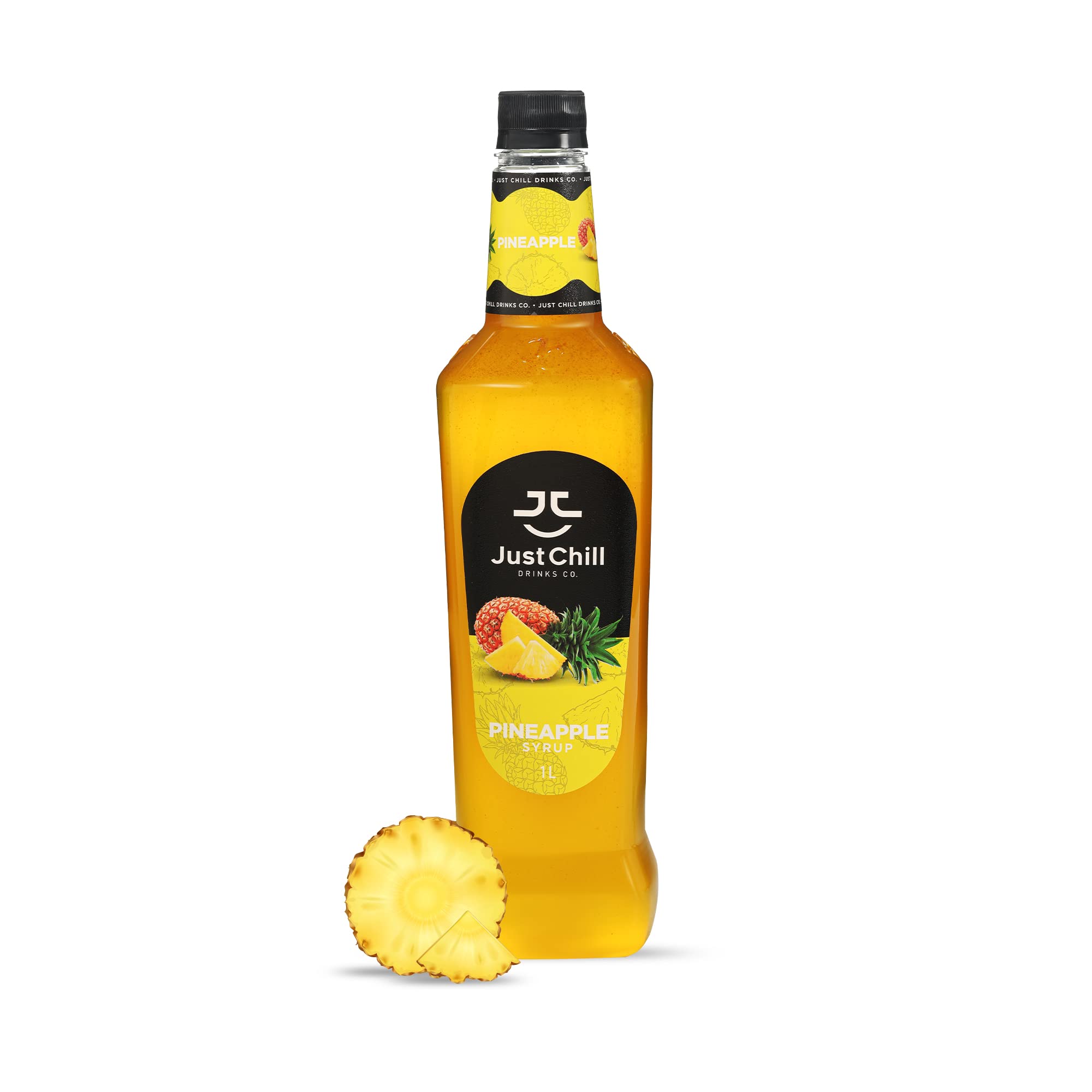 Just Chill Drinks Co Just Chill Drinks Co.- Pineapple Fruit Syrup, 1L ( Non-GMO, Vegan, Gluten Free, Halal ) - Prepare refreshing & thirst Quenching mocktails