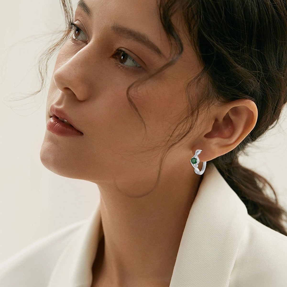 Sterling Silver Infinity Earrings for Women Birthstone Earring Huggie Hoop Earrings Jewelry for Her - Image 4