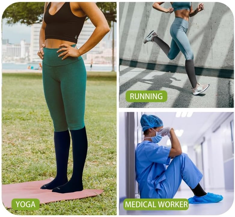 LEVSOX Viscose Made from Bamboo Compression Socks for Pregnant Women 20-30 mmHg Knee High Cute Mens Supports Socks for Travel - Image 7