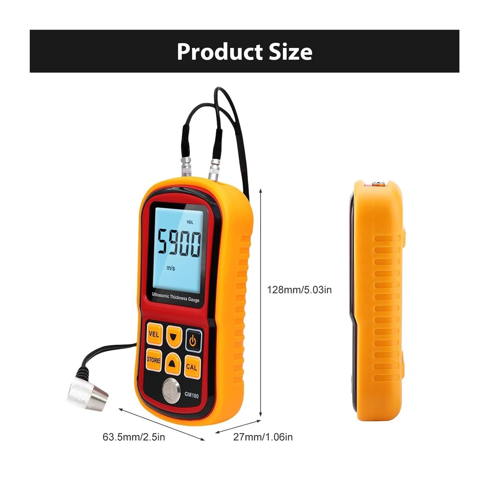 Jauge d'épaisseur à ultrasons, compteur numérique 1.2-300mm pour métal, acier et verre, GM100 Efficacité