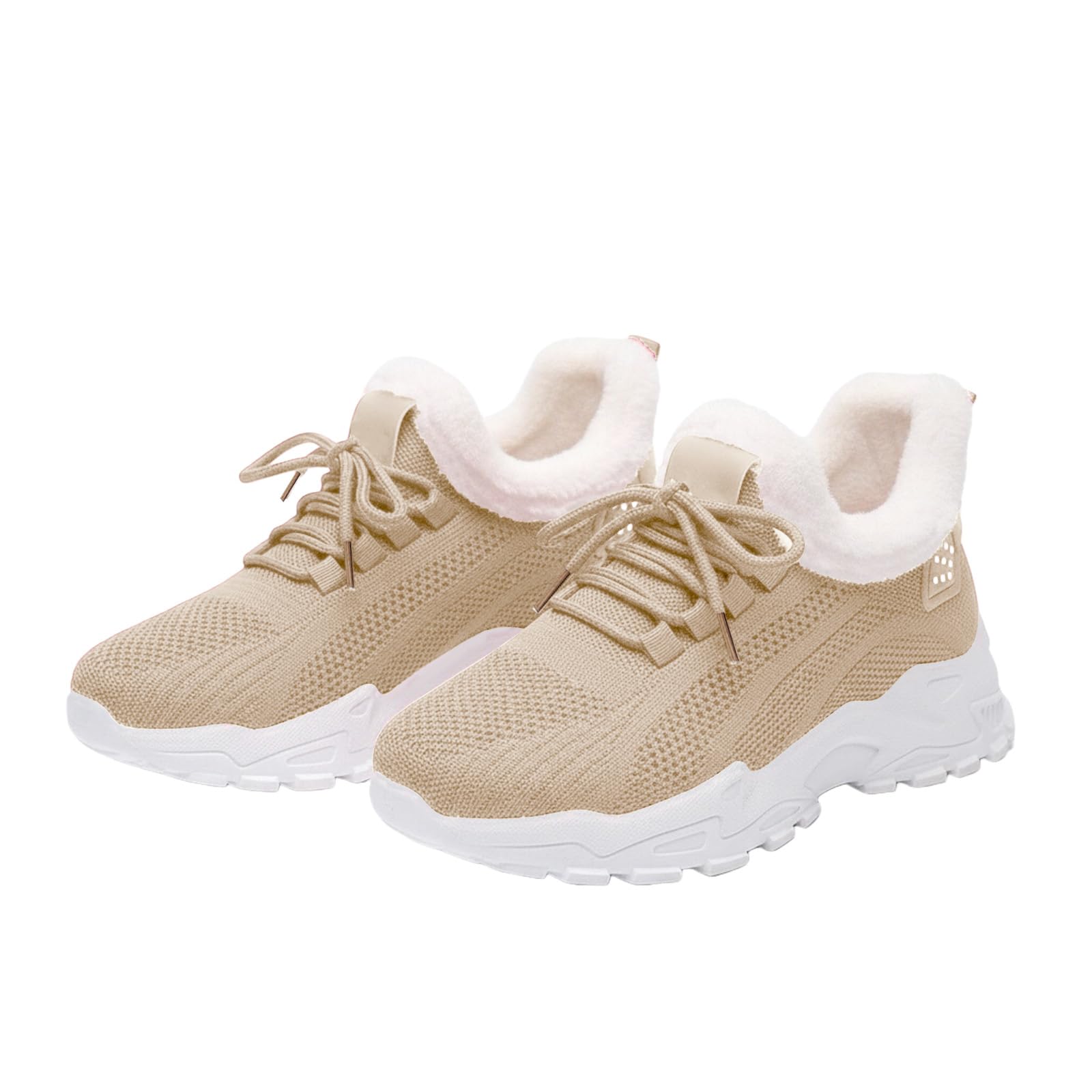 Womens Running Shoes Breathable Mesh Upper Warm Fleece Lined Boots Breathable Lightweight Orthopedic Arch Support Comfortable Walking Shoes