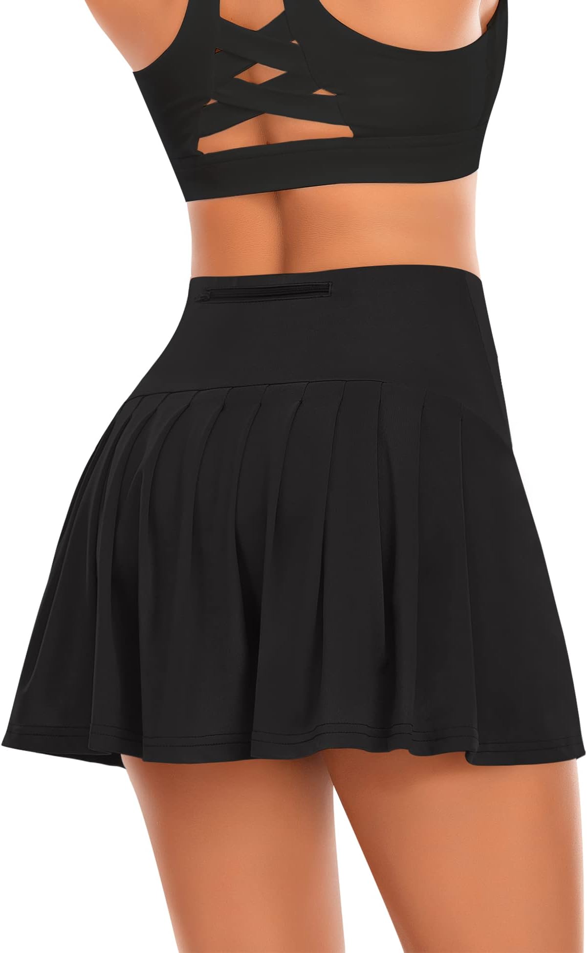 Pleated Tennis Skirts for Women with Pockets Shorts Athletic Golf Skorts Activewear Running Workout (Black, Large)