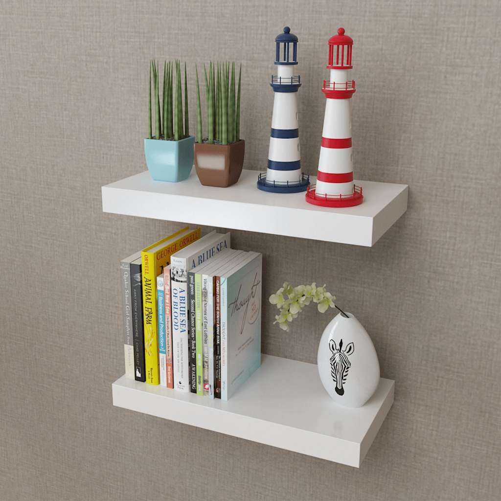 Juego de 2 estantes flotantes de pared de madera de densidad