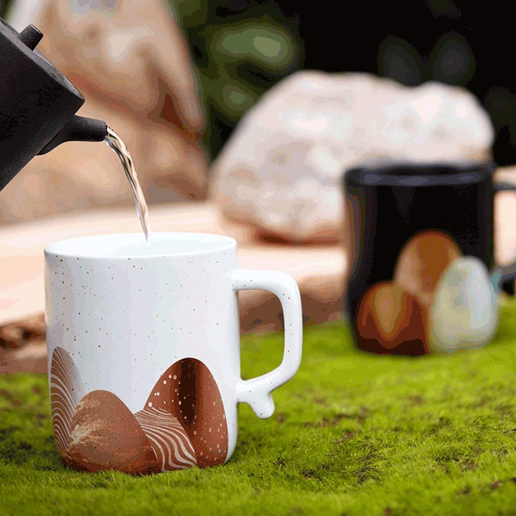 Tazza da Caffè Tazza da caffè in ceramica con fiori dipinti a mano, tazza da home office con piatto, cucchiaio, colazione, latte, succo, tazza da tè, con manico, set di bevande Set