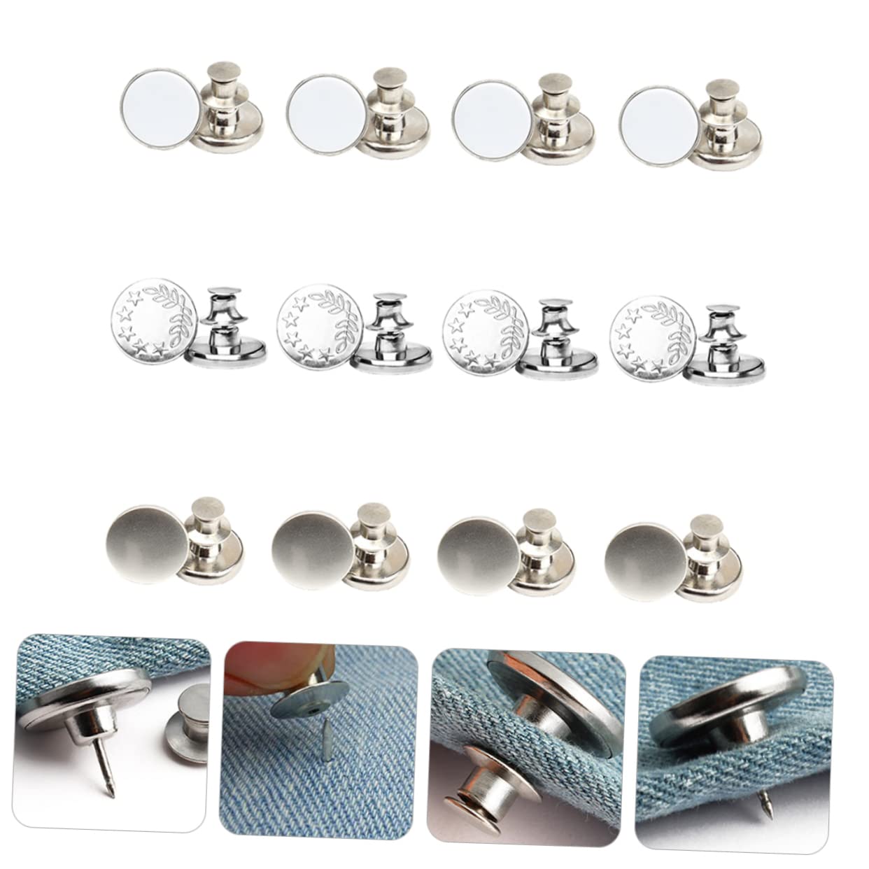 Angoily 3 series Botones Sin Costura Para Coser Hebillas Ajustables Para Jeans Cierres A Presión Botones Ajustables Para Jeans Hebillas Para Jeans Hebillas Para 30 piezas*3