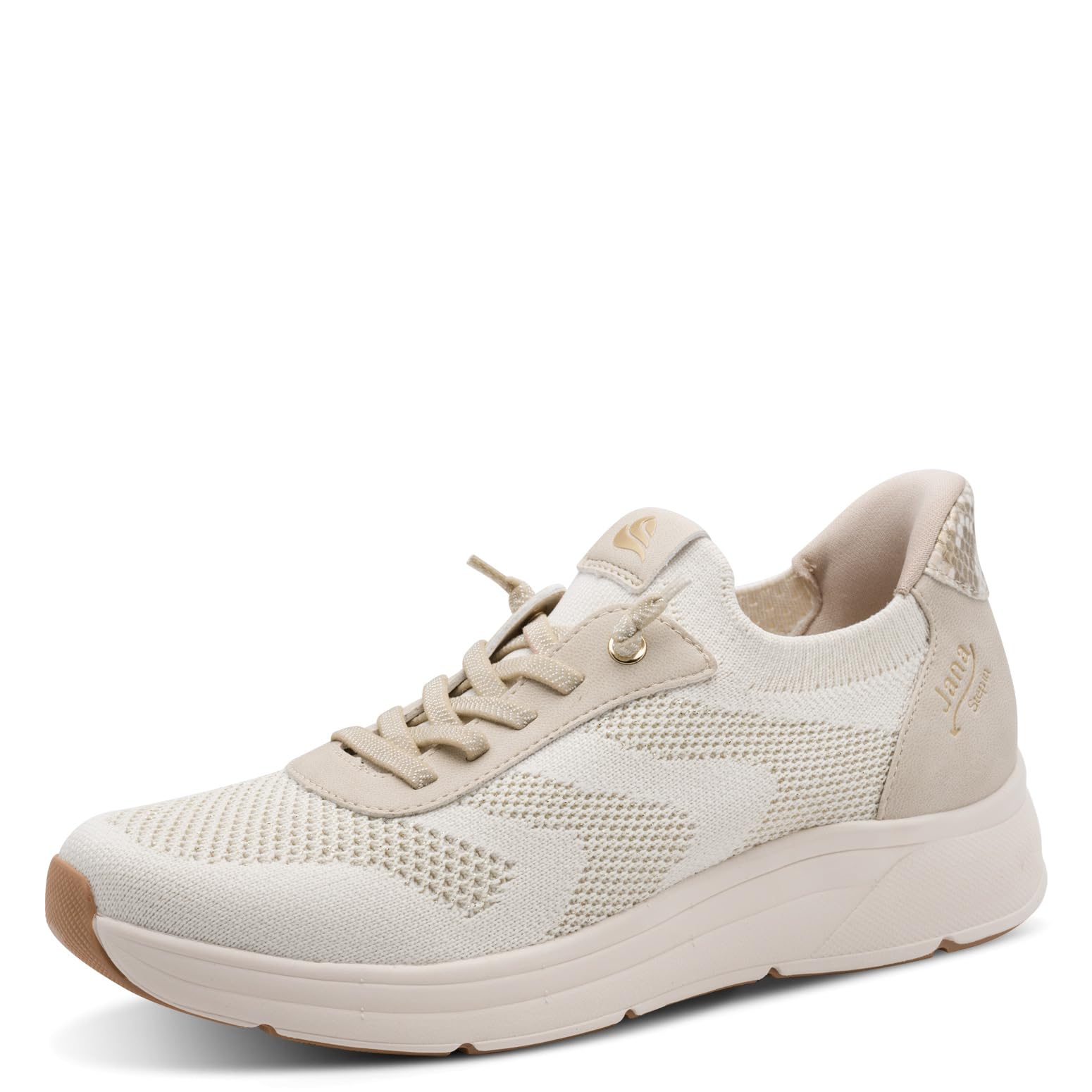 Jana Women's Low Vegan 8-23777-46 Trainers, Beige/Gold, 38 EU