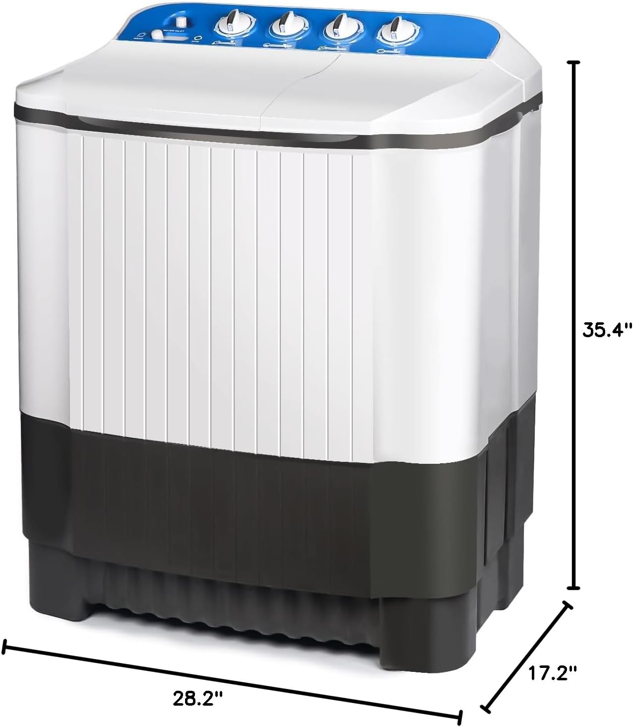 Portable Washing Machine 24lbs Portable Washer and Dryer, Washer(16Lbs) and Spinner(8Lbs) Cycle Combo 2 In 1 Mini Twin Tub Washing Machine for Apartments, Dorms, Camping and More Grey