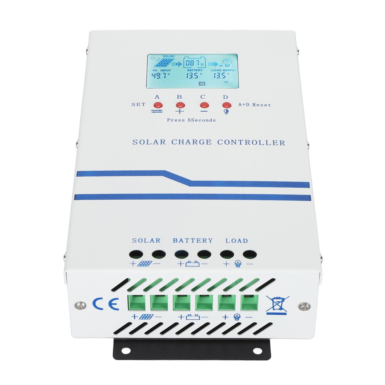 Wakects Regolatore di Carica Solare 12V 24V 48V Regolatore Solare MPPT 60A Lega di Alluminio Retroilluminazione LCD Indicatore LED di Efficienza di Carica Al 99% per Domestico e Yacht