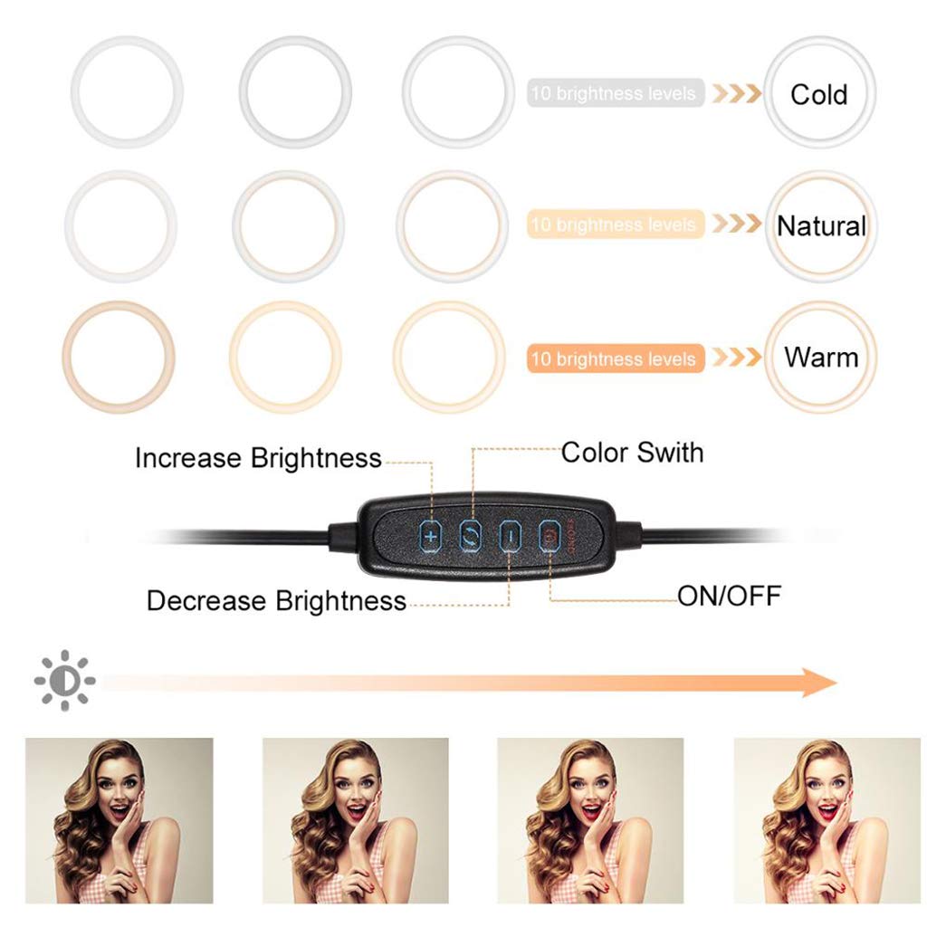 Luce Ad Anello, Luce Ad Anello Da 10 Pollici, Luce Ad Anello Per Trucco Da Scrivania Con 3 Modalità Di Illuminazione Dimmerabili Per Streaming Live E Fotografia Video Su Youtube