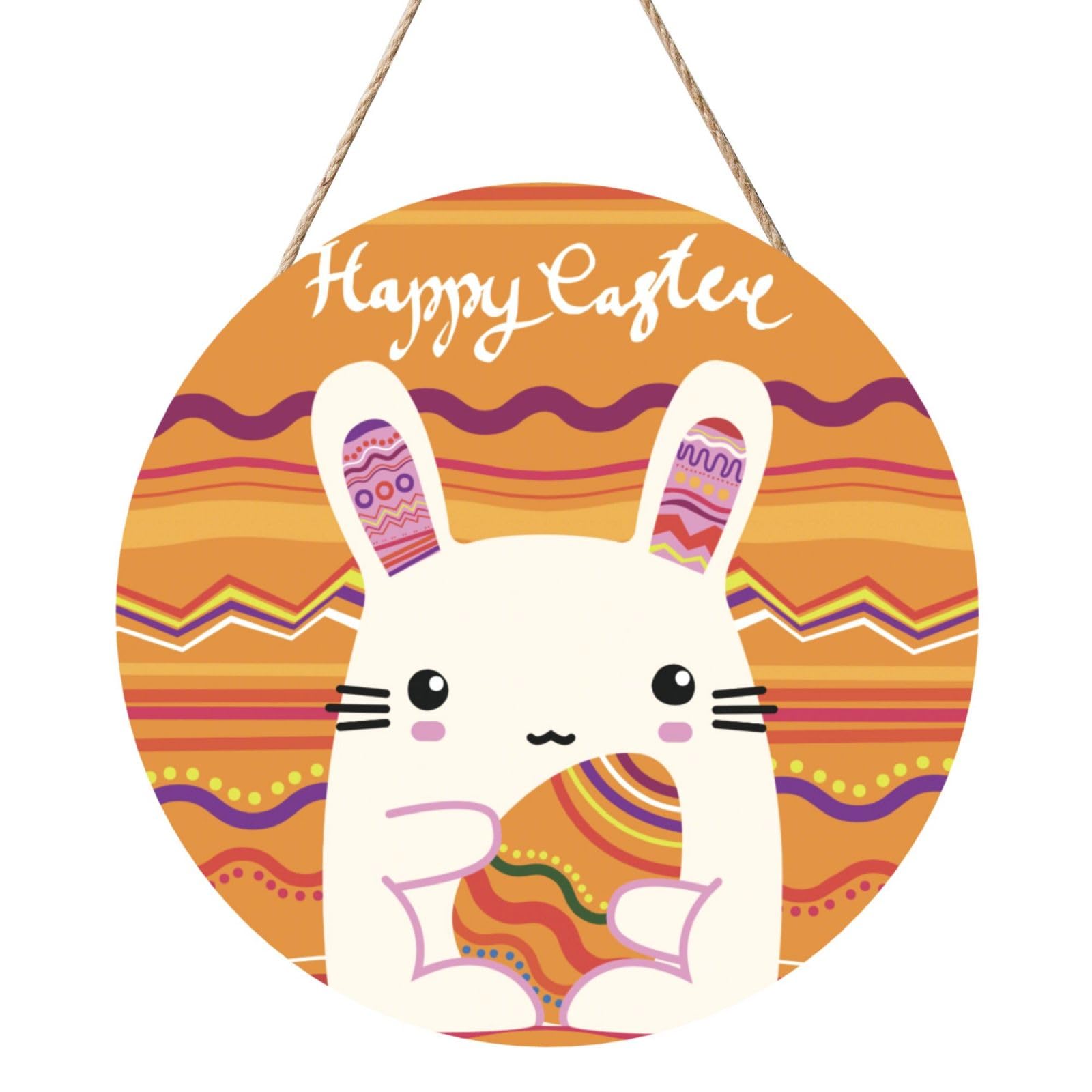 Easter Eggs Rabbit Bunny Door Signs Plaques Wood Welcome Sign For Front Door Wall Hanging For Home Farmhouse Office Classroom Party Decoration