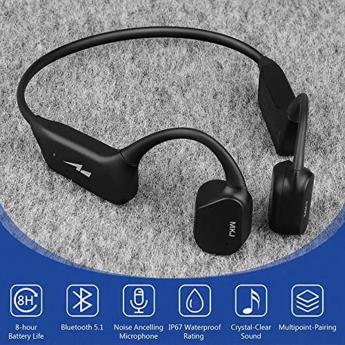 Mkj Bone Conduction Headphones With Mic Bluetooth Open Ear Workout Conductive Headset, Wireless Sports Headphones Noise Cancelling Ip67 Waterproof For Cycling Running Driving #TOP5