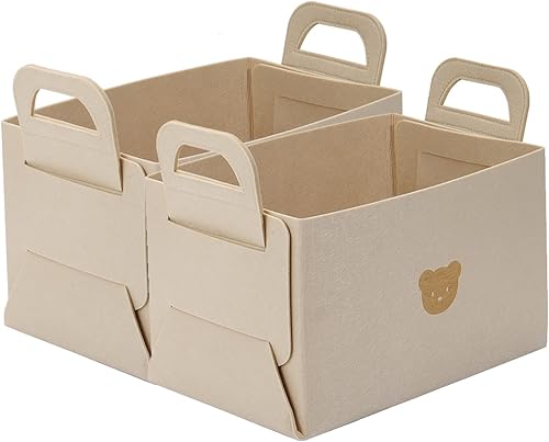 Cesta de almacenamiento de fieltro, 2 unidades, color beige