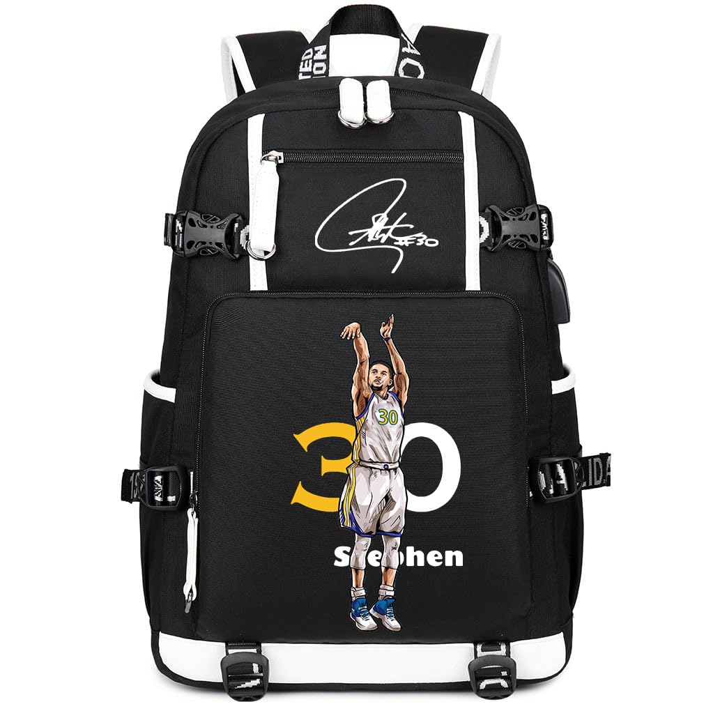 Ansigeren Dazzling Gold 30 Basketball Player SC Creative Backpacks Sports Fan Bookbag Travel Student Backpack For Men Women (5)