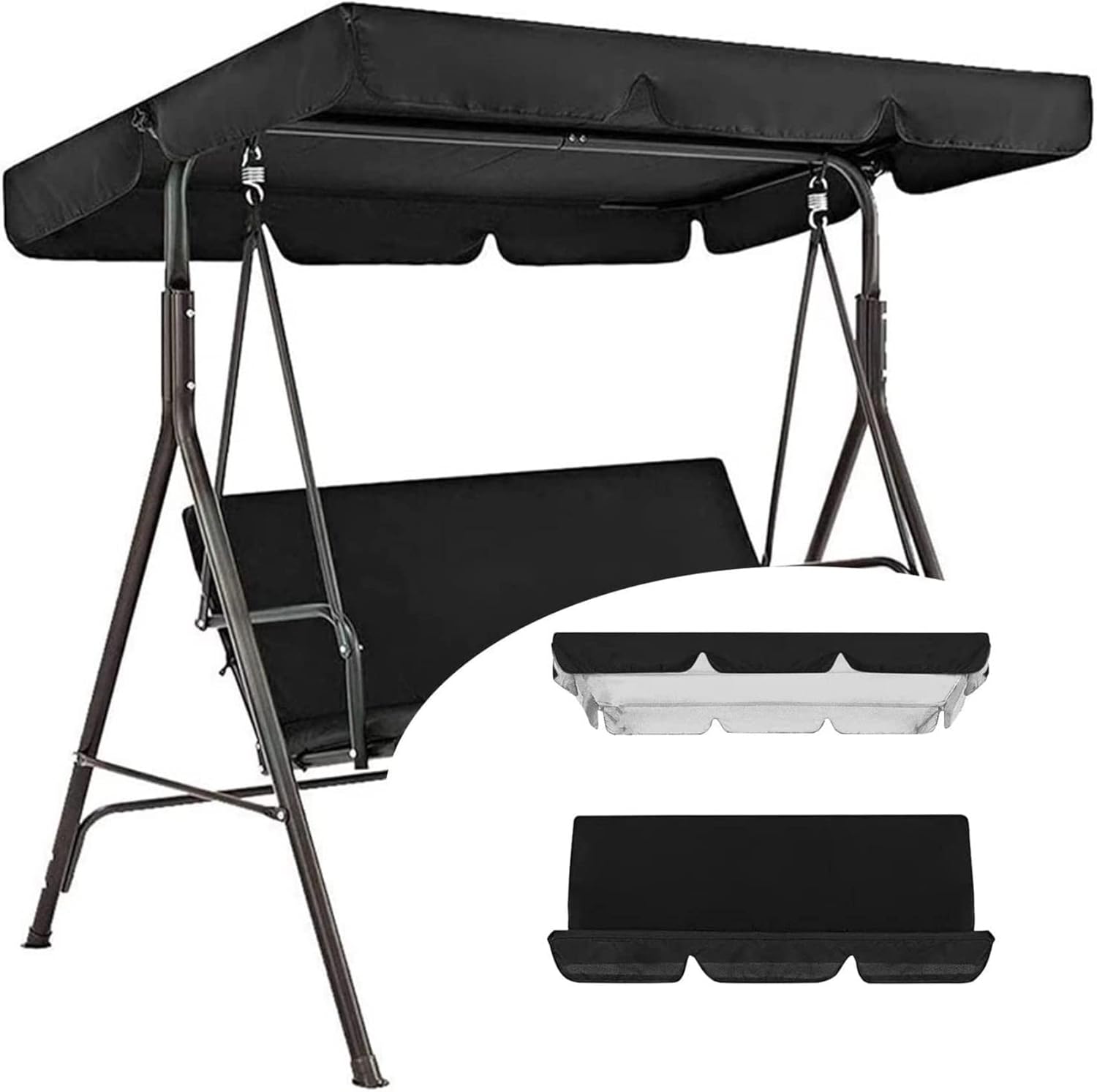 Outdoor Patio Swing Canopy Replacement Top Cover 2/3 Seater,Swing Canopy Cover Outdoor Waterproof 210D Oxford Cloth Garden Chair Sunscreen Cover Top Cover for Seat Furniture