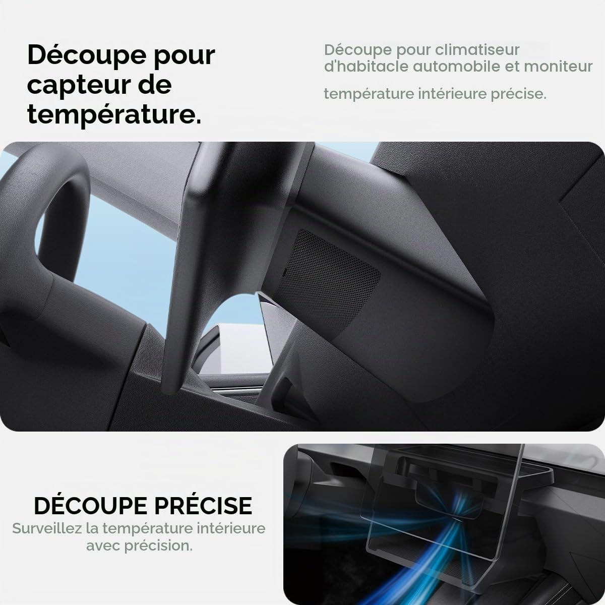 Spigen Tesla Model Y Juniper 2025 2026 Model 3 Highland 2024-26 Organisateur de Rangement sous l'Écran, Installation en un Tap, Conçu pour Accessoire Tesla - Noir