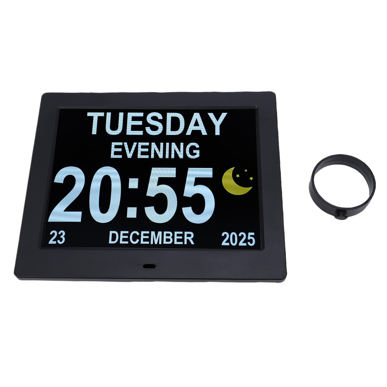 Garosa Reloj Despertador Digital de 8 Pulgadas Calendario Multifuncional con Reproducción de Imágenes Brillo Automático para Dormitorios